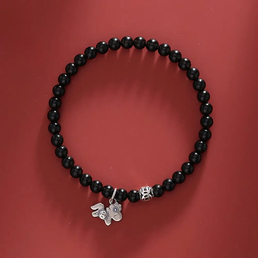 BWOOOH Year Of The Horse 925 Sterling Silver Natural Blac