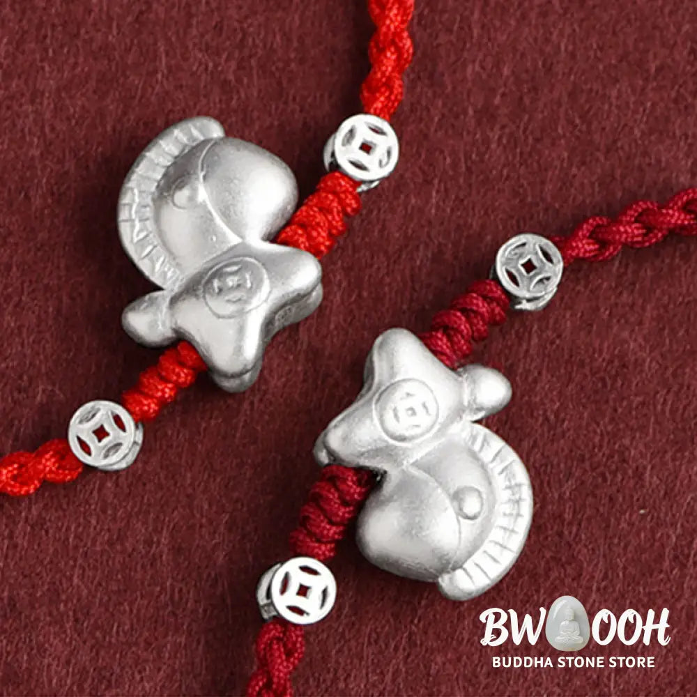 Buddha Stones Year of the Horse 999 Sterling Silver Copper Coins Luck Rope Braided Bracelet Anklet - Bracelet Anklet