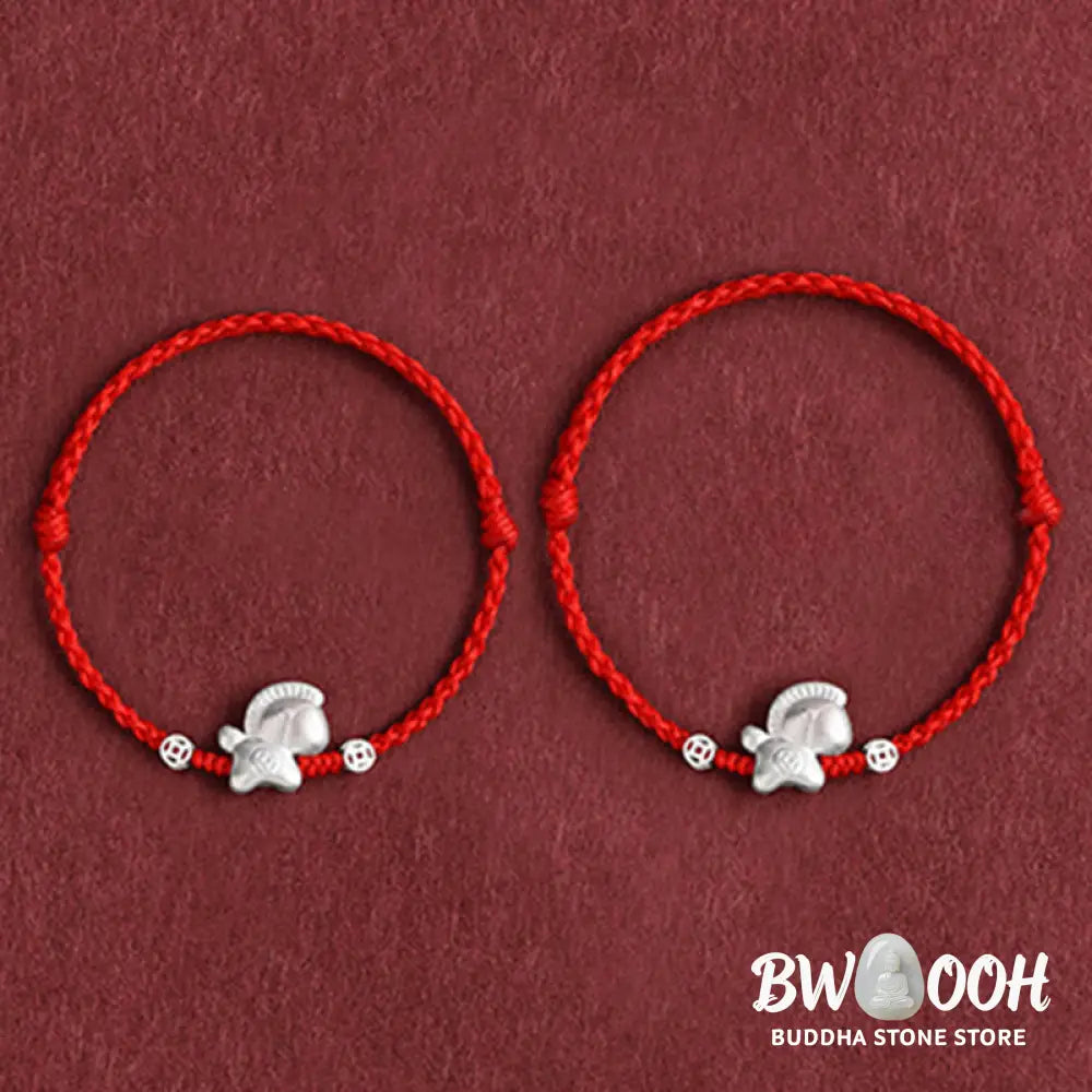 Buddha Stones Year of the Horse 999 Sterling Silver Copper Coins Luck Rope Braided Bracelet Anklet - Bracelet Anklet
