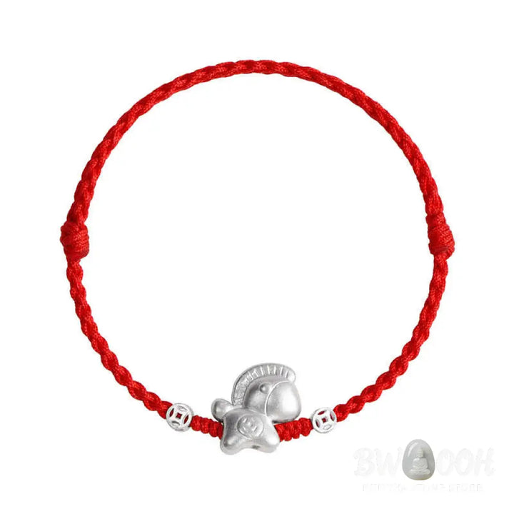 Buddha Stones Year of the Horse 999 Sterling Silver Copper Coins Luck Rope Braided Bracelet Anklet - Bracelet Anklet