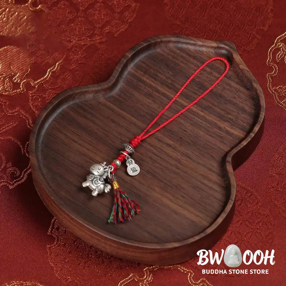 Buddha Stones Year of the Horse 999 Sterling Silver Good Luck Copper Coins Phone Hanging Decoration - Phone Hanging