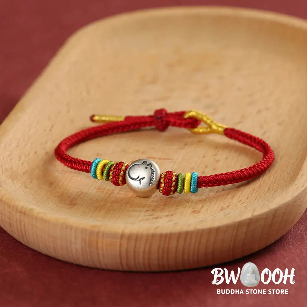 Buddha Stones Year of the Horse 999 Sterling Silver Red String Braided Faith Bracelet - Bracelet