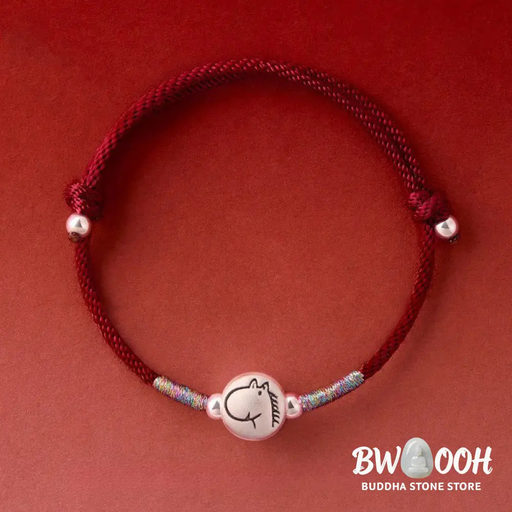 Buddha Stones Year of the Horse 999 Sterling Silver Red String Luck Bracelet - Bracelet