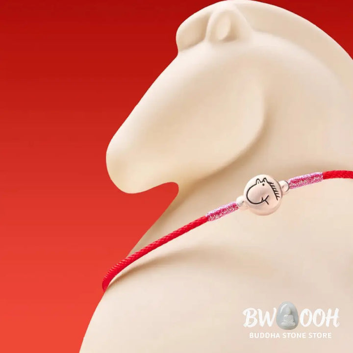 Buddha Stones Year of the Horse 999 Sterling Silver Red String Luck Bracelet - Bracelet