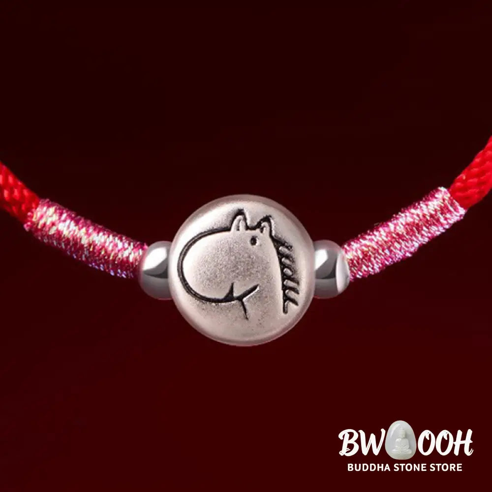 Buddha Stones Year of the Horse 999 Sterling Silver Red String Luck Bracelet - Bracelet
