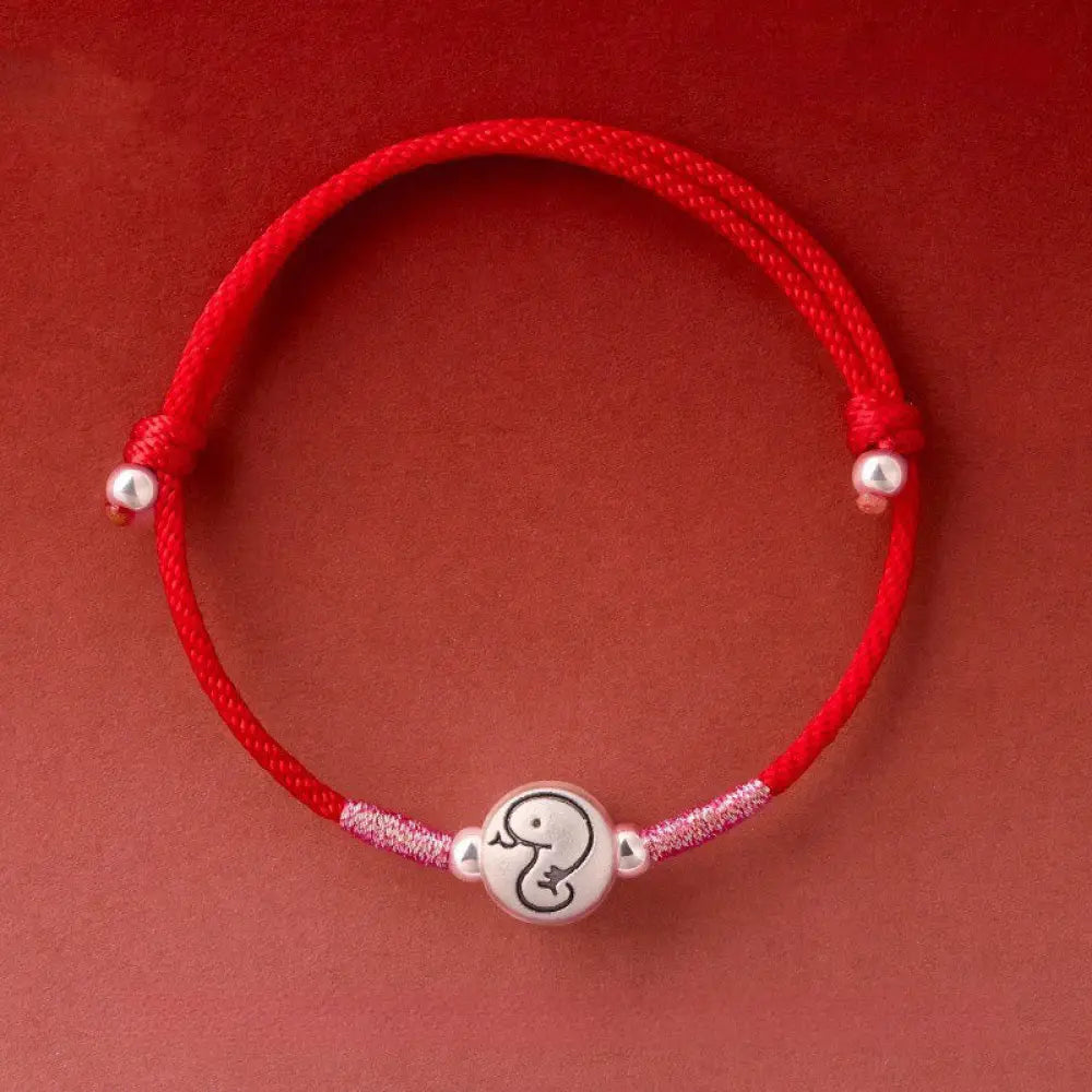 Buddha Stones Year of the Horse 999 Sterling Silver Red String Luck Bracelet - Snake Red String(Wrist Circumference: