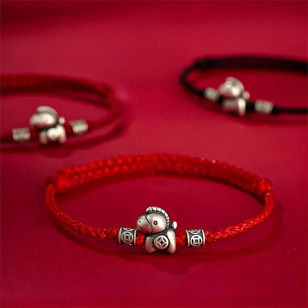 BWOOOH Year of the Horse 999 Sterling Silver String Braid