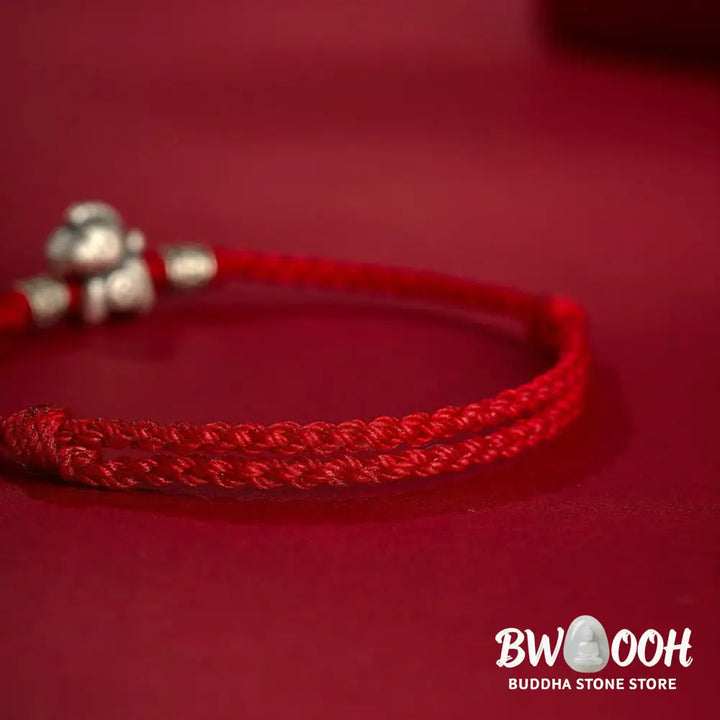 Buddha Stones Year of the Horse 999 Sterling Silver String Braided Protection Bracelet - Bracelet