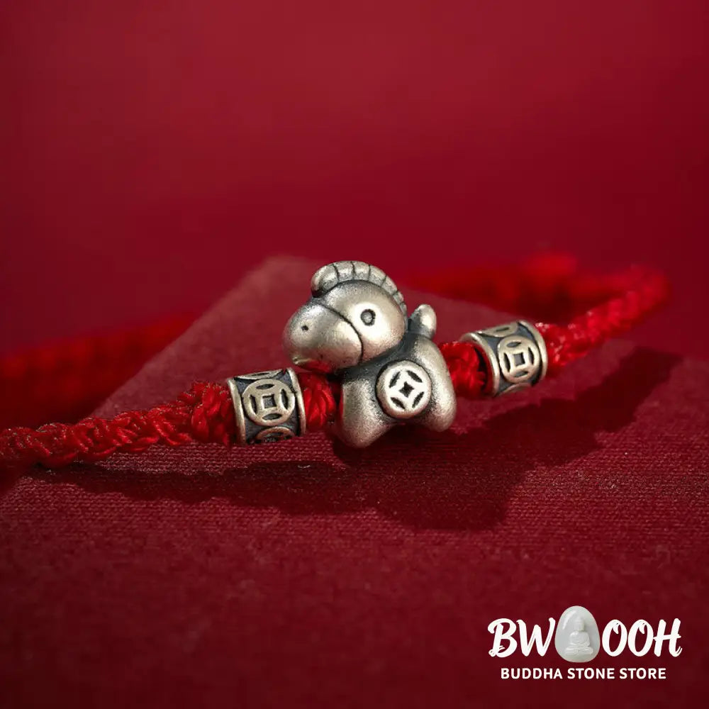 Buddha Stones Year of the Horse 999 Sterling Silver String Braided Protection Bracelet - Bracelet
