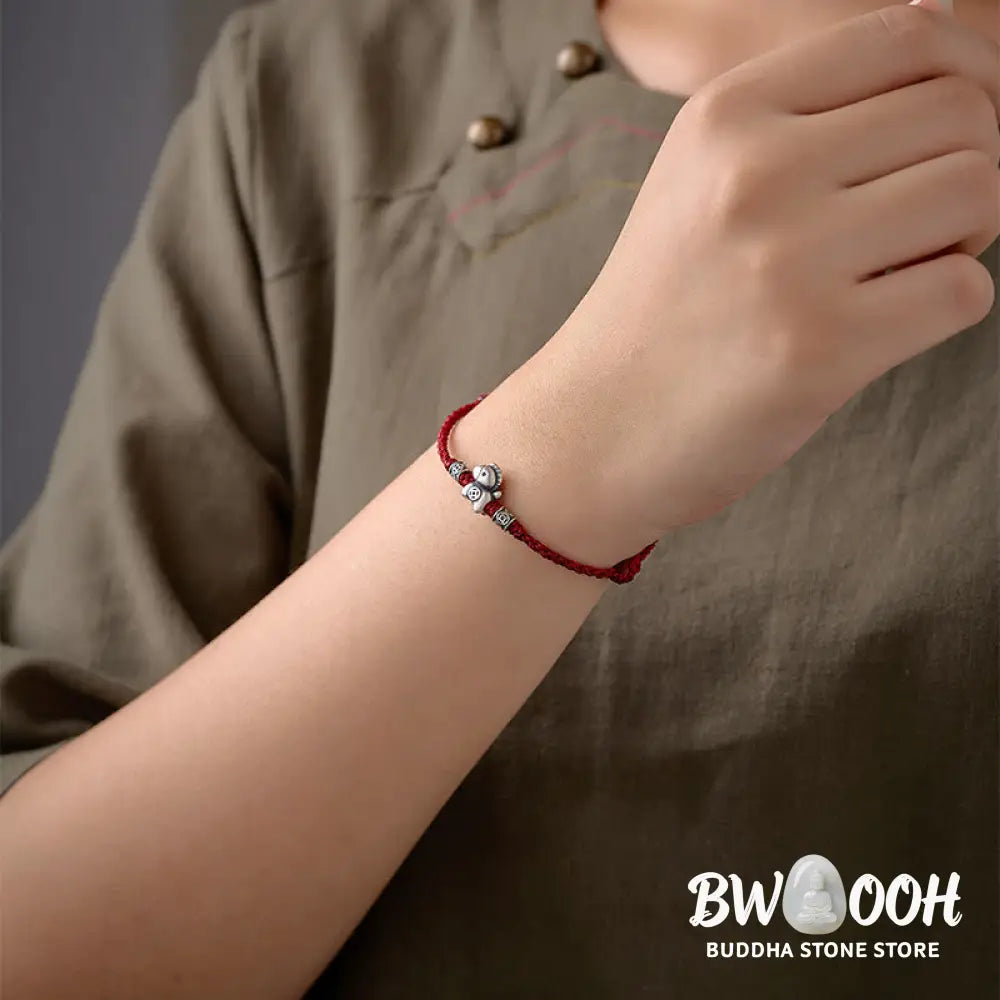Buddha Stones Year of the Horse 999 Sterling Silver String Braided Protection Bracelet - Bracelet