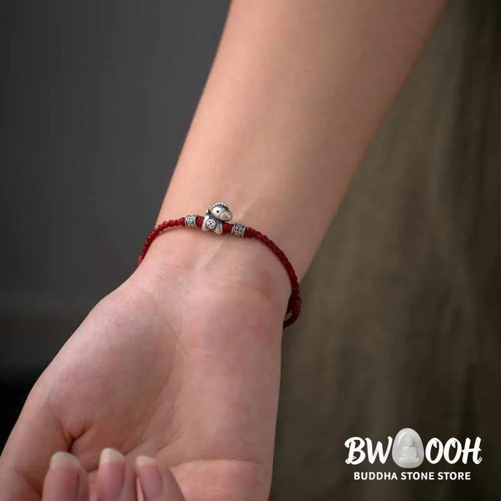 Buddha Stones Year of the Horse 999 Sterling Silver String Braided Protection Bracelet - Bracelet