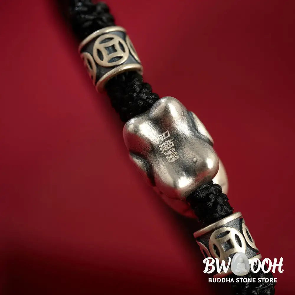 Buddha Stones Year of the Horse 999 Sterling Silver String Braided Protection Bracelet - Bracelet