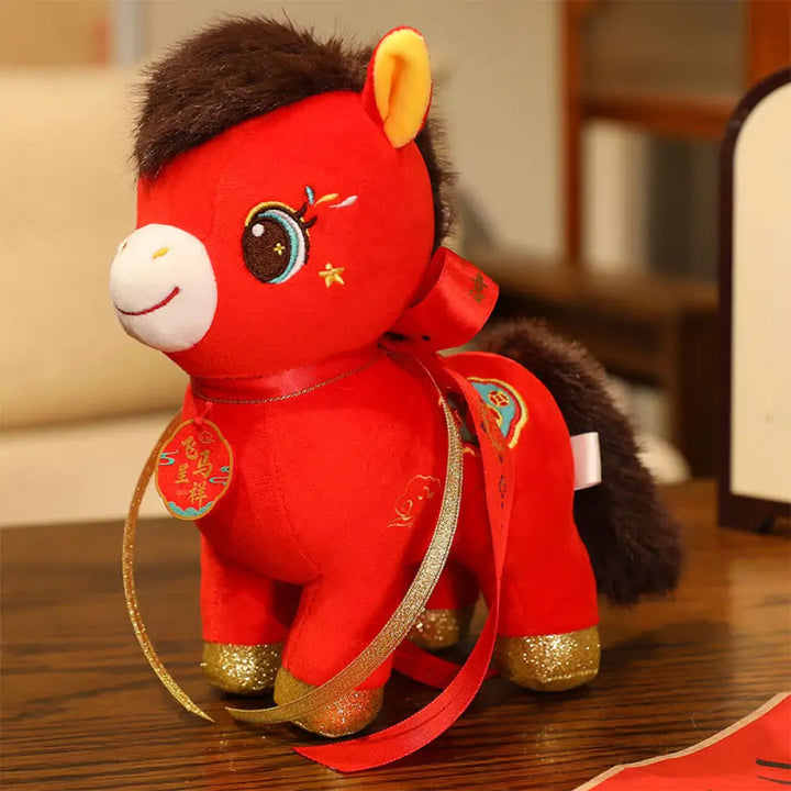 Buddha Stones Year Of The Horse Auspicious Cloud Pattern Winged Horse Plush Doll Energy Home Decoration - Horse