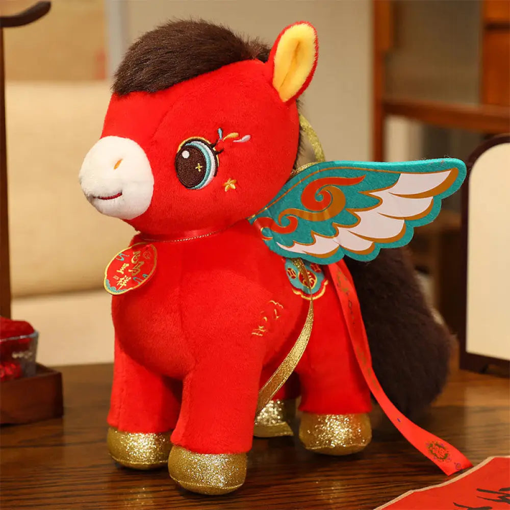 Buddha Stones Year Of The Horse Auspicious Cloud Pattern Winged Horse Plush Doll Energy Home Decoration - Winged Horse