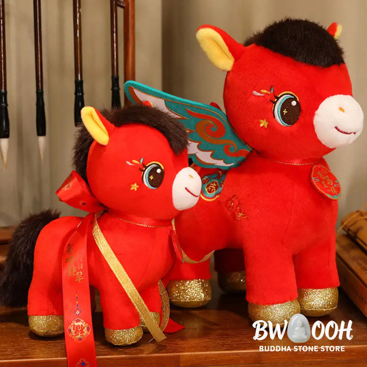 Buddha Stones Year Of The Horse Auspicious Cloud Pattern Winged Horse Plush Doll Energy Home Decoration - Decorations