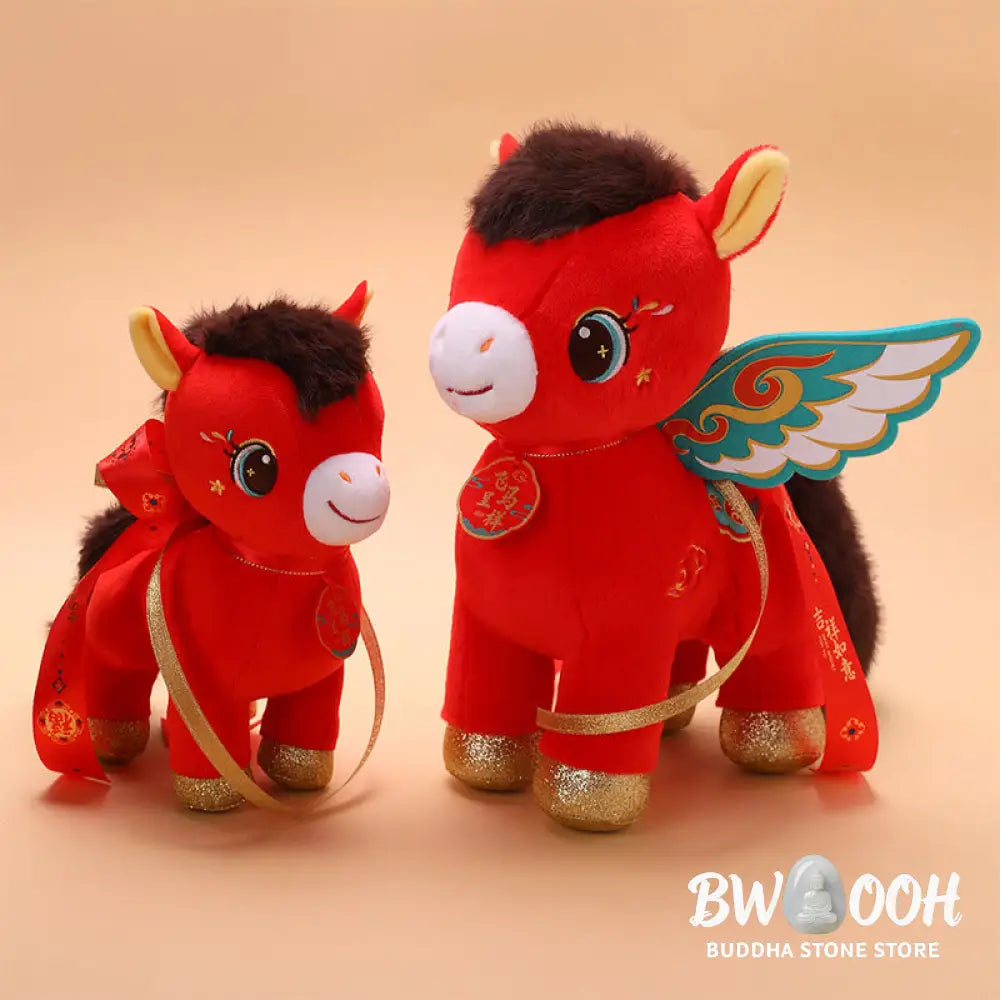 Buddha Stones Year Of The Horse Auspicious Cloud Pattern Winged Horse Plush Doll Energy Home Decoration - Decorations