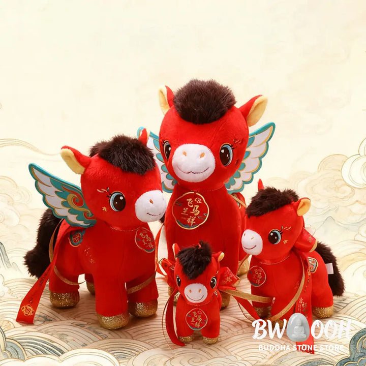 Buddha Stones Year Of The Horse Auspicious Cloud Pattern Winged Horse Plush Doll Energy Home Decoration - Decorations