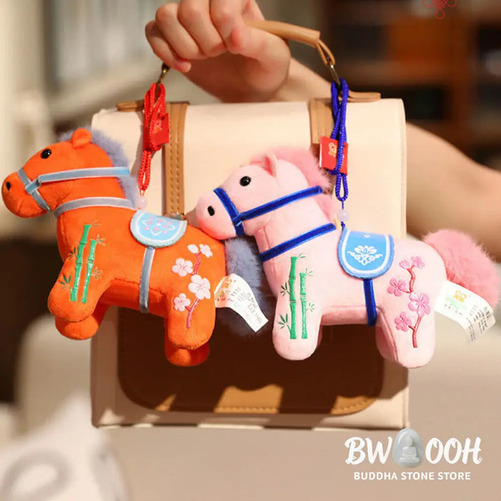 Buddha Stones Year of the Horse Bamboo Dragon Lotus Phoenix Plush Doll Home Decoration - Decorations