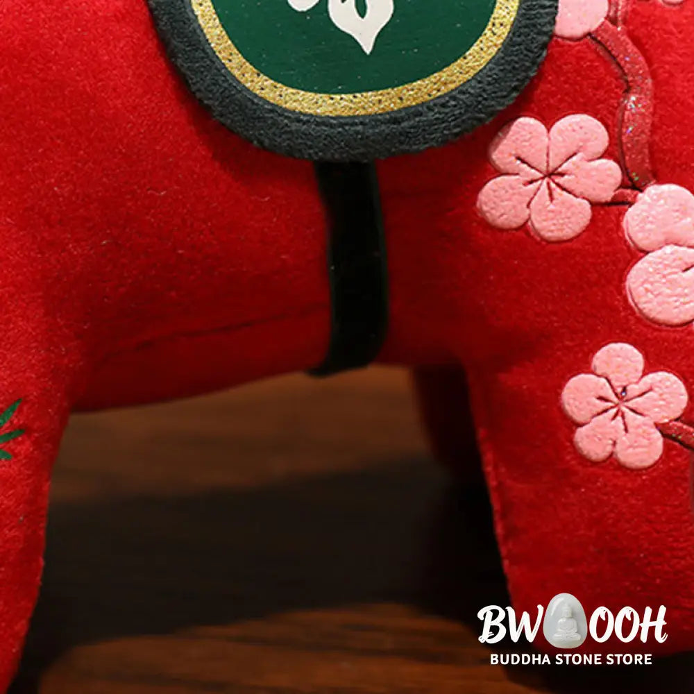 Buddha Stones Year of the Horse Bamboo Dragon Lotus Phoenix Plush Doll Home Decoration - Decorations