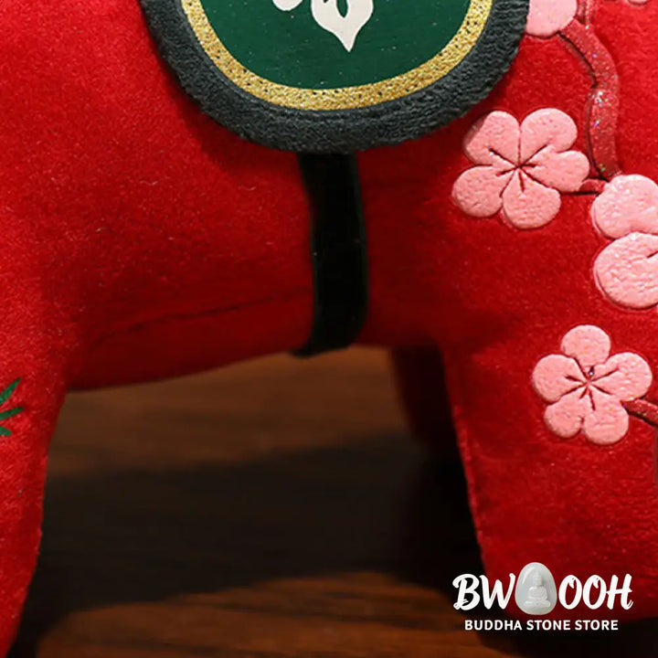 Buddha Stones Year of the Horse Bamboo Dragon Lotus Phoenix Plush Doll Home Decoration - Decorations