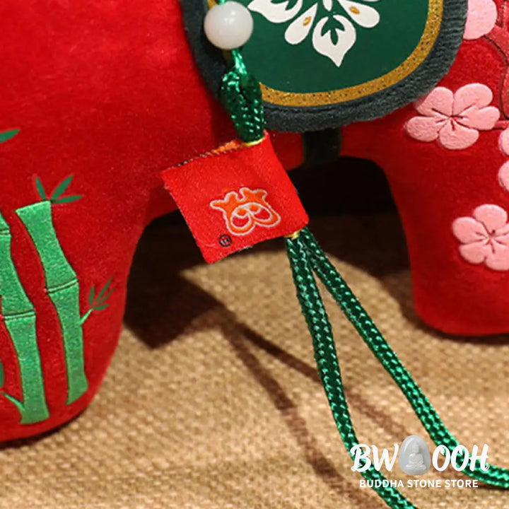 Buddha Stones Year of the Horse Bamboo Dragon Lotus Phoenix Plush Doll Home Decoration - Decorations