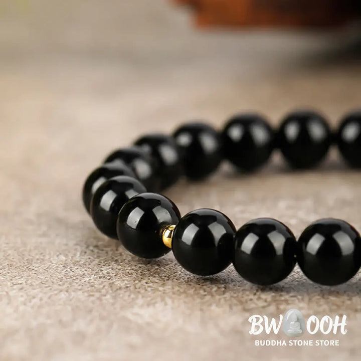 Buddha Stones Year Of The Horse Black Obsidian Strength Bracelet - Bracelet