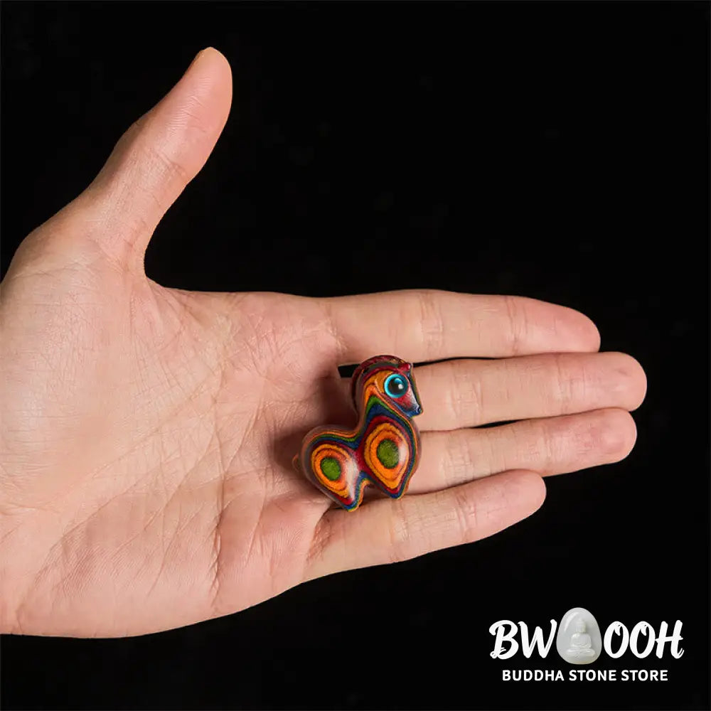 Buddha Stones Year Of The Horse Carved Tang Horse Rainbow Eucalyptus Creativity Desk Decoration - Tang Horse