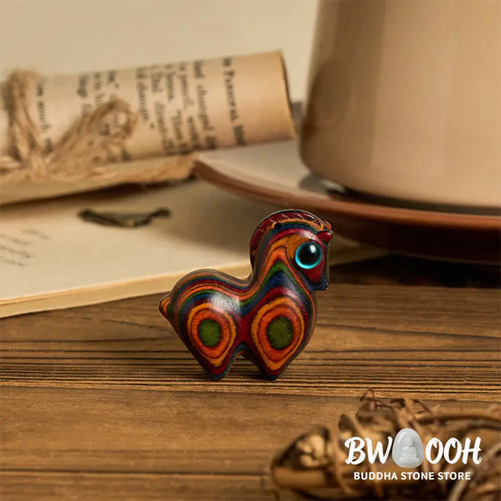 Buddha Stones Year Of The Horse Carved Tang Horse Rainbow Eucalyptus Creativity Desk Decoration - Tang Horse