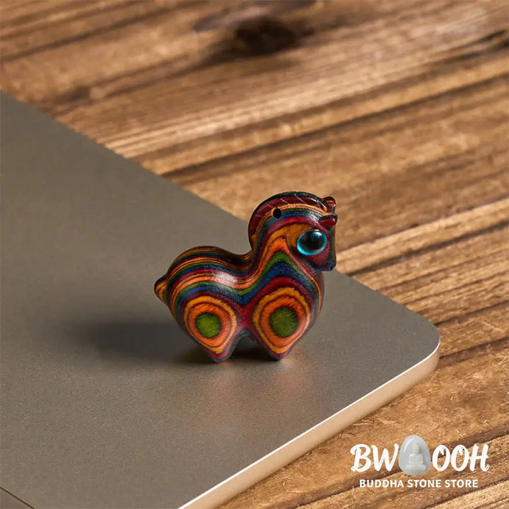 Buddha Stones Year Of The Horse Carved Tang Horse Rainbow Eucalyptus Creativity Desk Decoration - Tang Horse
