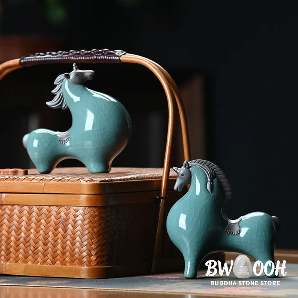 Buddha Stones Year Of The Horse Ceramics Freedom Desktop Home Decoration - Decorations