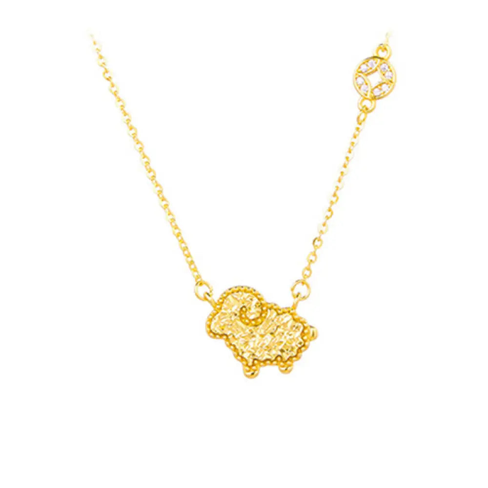Buddha Stones Year Of The Horse Chinese Zodiac 925 Sterling Silver Coin Design Blessing Chain Necklace Pendants
