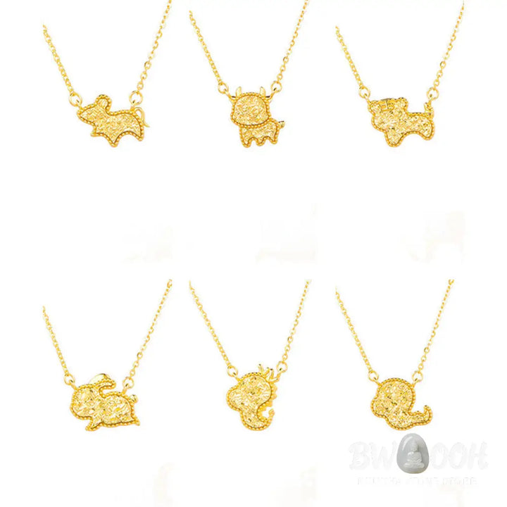 Buddha Stones Year Of The Horse Chinese Zodiac 925 Sterling Silver Coin Design Blessing Chain Necklace Pendants