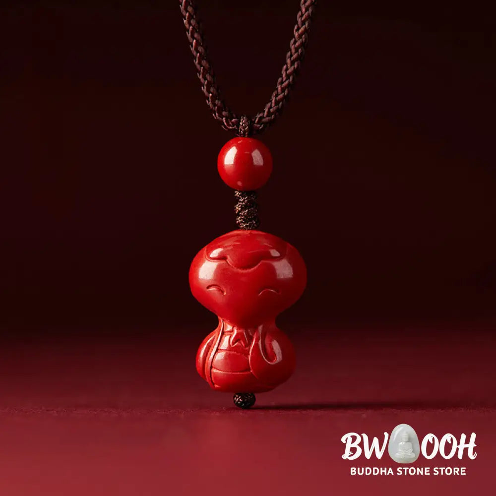Buddha Stones Year Of The Horse Chinese Zodiac Engraved Design Cinnabar Blessing Rope Necklace Pendants - BWOOOH