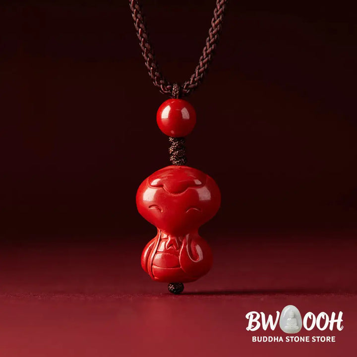 Buddha Stones Year Of The Horse Chinese Zodiac Engraved Design Cinnabar Blessing Rope Necklace Pendants - BWOOOH