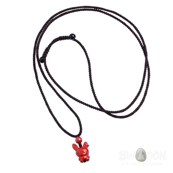 Buddha Stones Year Of The Horse Chinese Zodiac Engraved Design Cinnabar Blessing Rope Necklace Pendants - BWOOOH