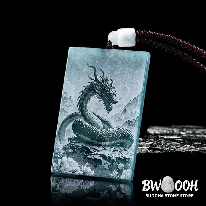 Buddha Stones Year Of The Horse Chinese Zodiac Engraving Jade Abundance Necklace Pendants - BWOOOH - Necklaces &amp;