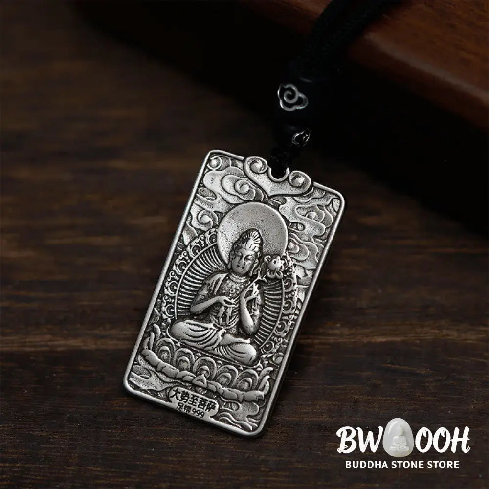 Buddha Stones Year of the Horse Chinese Zodiac Natal Buddha Copper Plated Silver Balance Necklace Pendant - BWOOOH