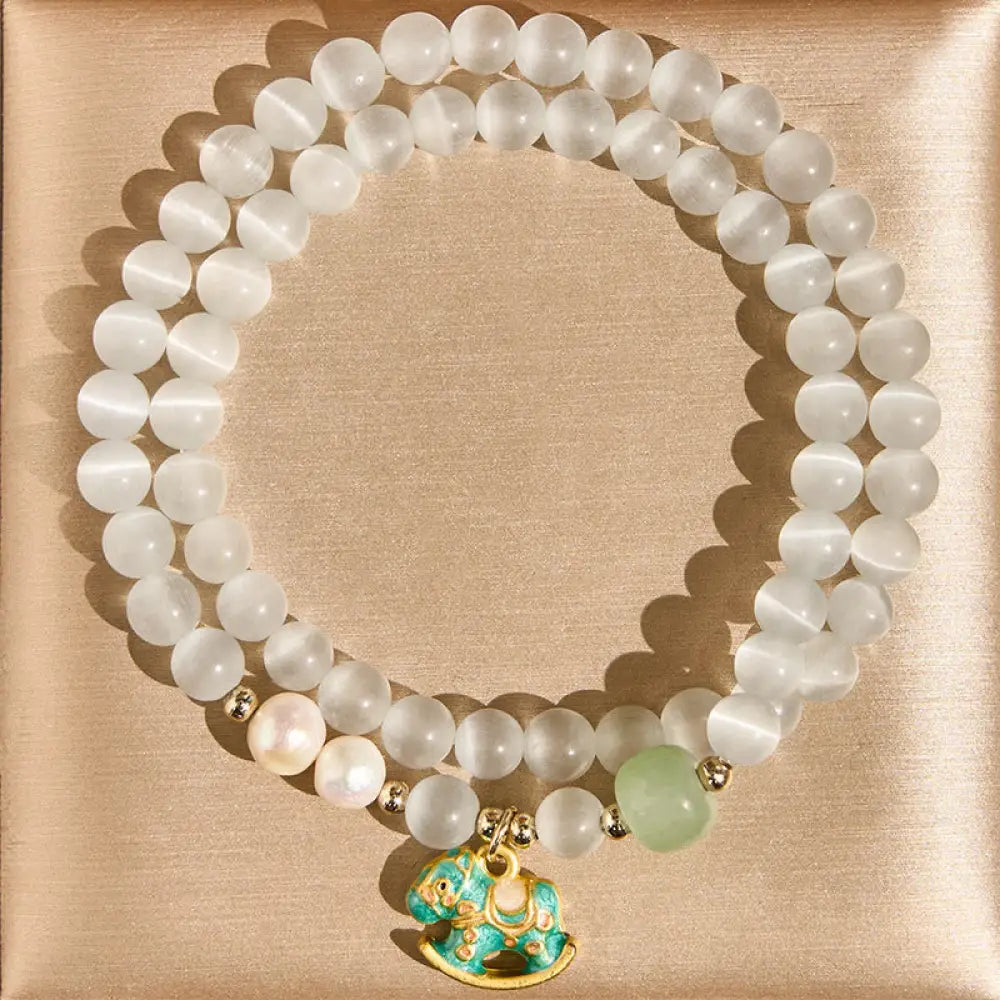 BWOOOH Year Of The Horse Chrysoberyl Glass Bead Peace Lov