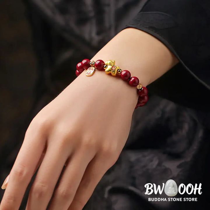 Buddha Stones Year Of The Horse Cinnabar Blessing Bracelet - Bracelet