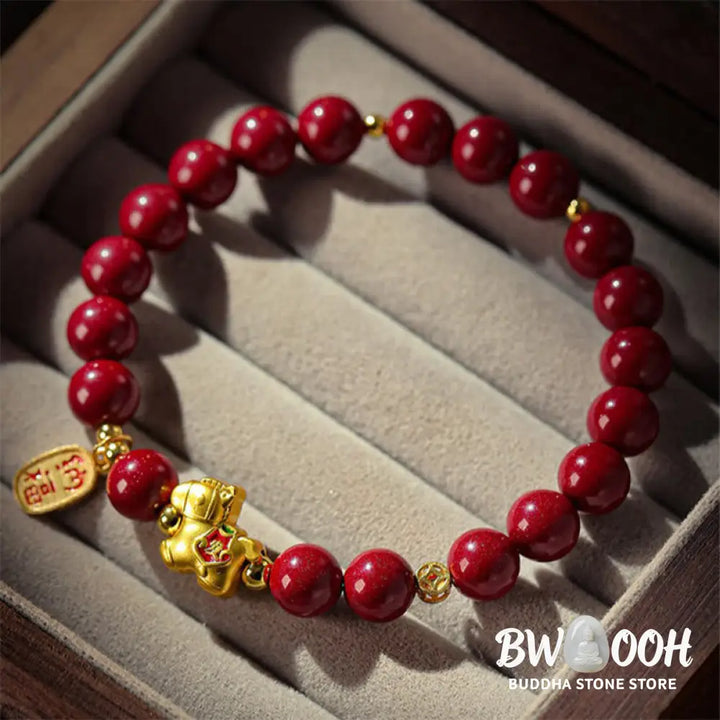 Buddha Stones Year Of The Horse Cinnabar Blessing Bracelet - Bracelet