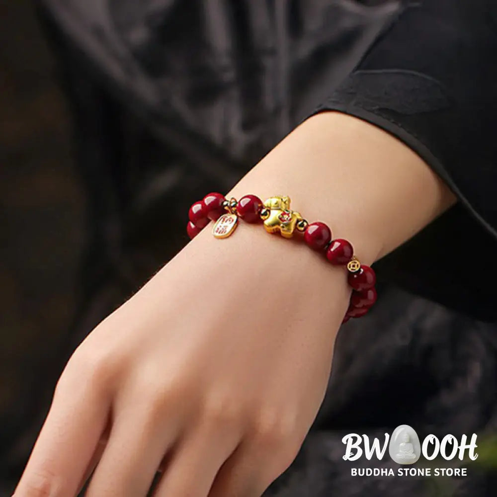 Buddha Stones Year Of The Horse Cinnabar Blessing Bracelet - Bracelet
