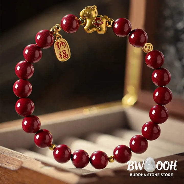 Buddha Stones Year Of The Horse Cinnabar Blessing Bracelet - Bracelet