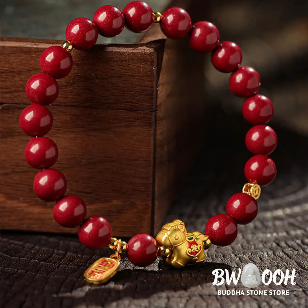 Buddha Stones Year Of The Horse Cinnabar Blessing Bracelet - Bracelet
