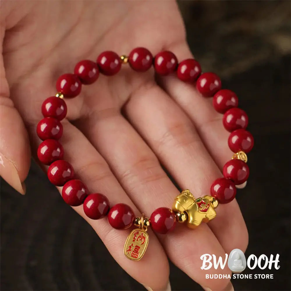 Buddha Stones Year Of The Horse Cinnabar Blessing Bracelet - Bracelet