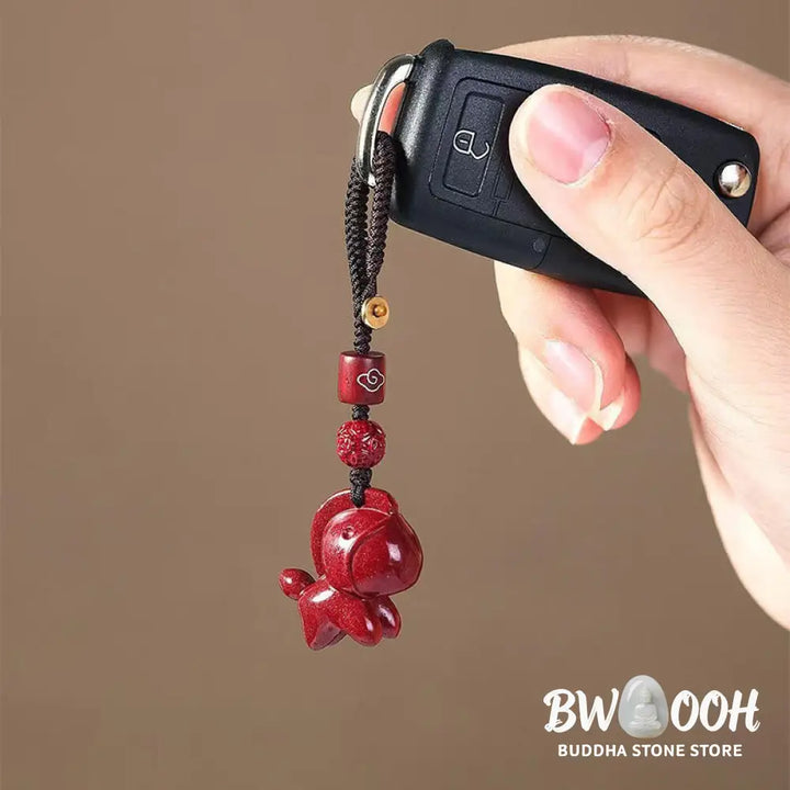 Buddha Stones Year Of The Horse Cinnabar Blessing Key Chain - Cinnabar Horse - Key Chain