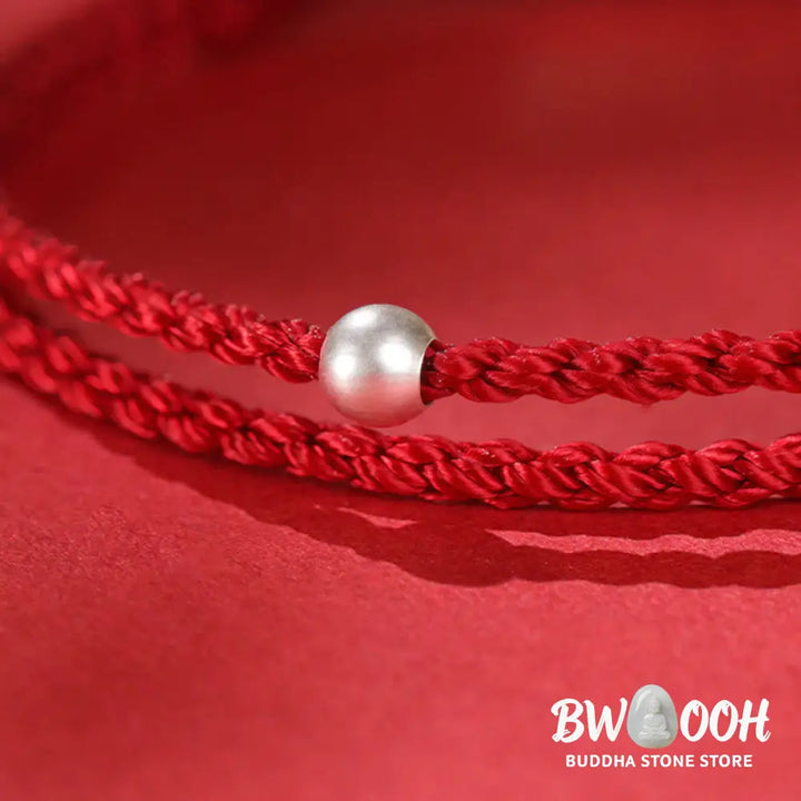 Buddha Stones Year Of The Horse Cinnabar Hetian Jade 999 Sterling Silver Red String Concentration Bracelet - Bracelet