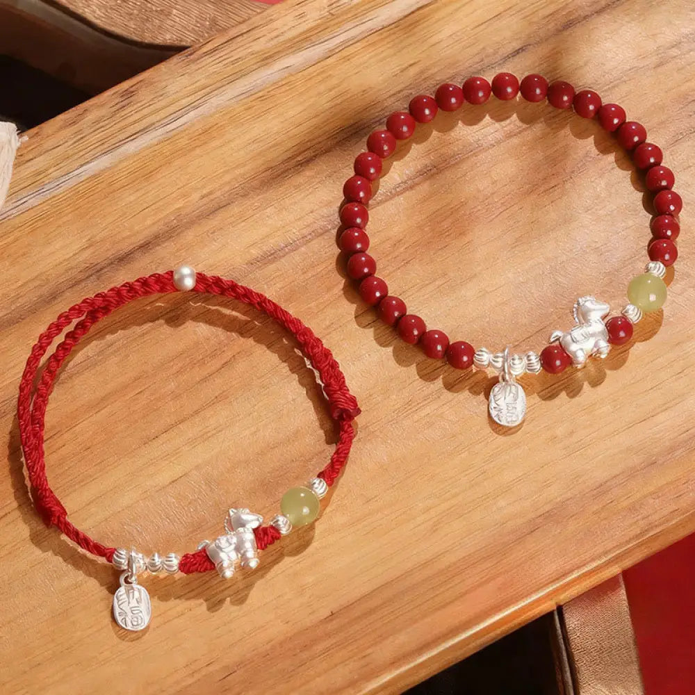 BWOOOH Year Of The Horse Cinnabar Hetian Jade 999 Sterlin