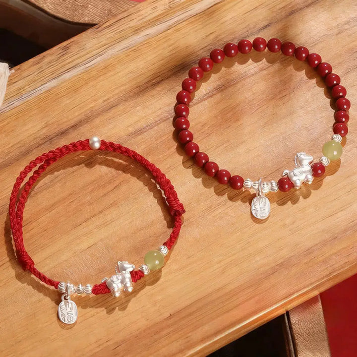 BWOOOH Year Of The Horse Cinnabar Hetian Jade 999 Sterlin