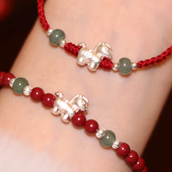 BWOOOH Year of the Horse Cinnabar Jade Red String Blessin