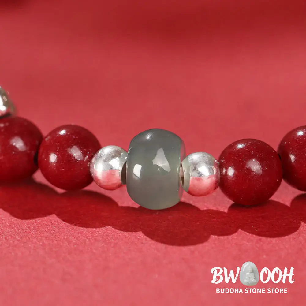Buddha Stones Year of the Horse Cinnabar Jade Red String Blessing Bracelet - Bracelet